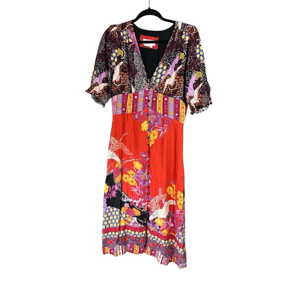 Anthropologie Puff-Sleeved Midi Dress Size 6 - Picture 3 of 7